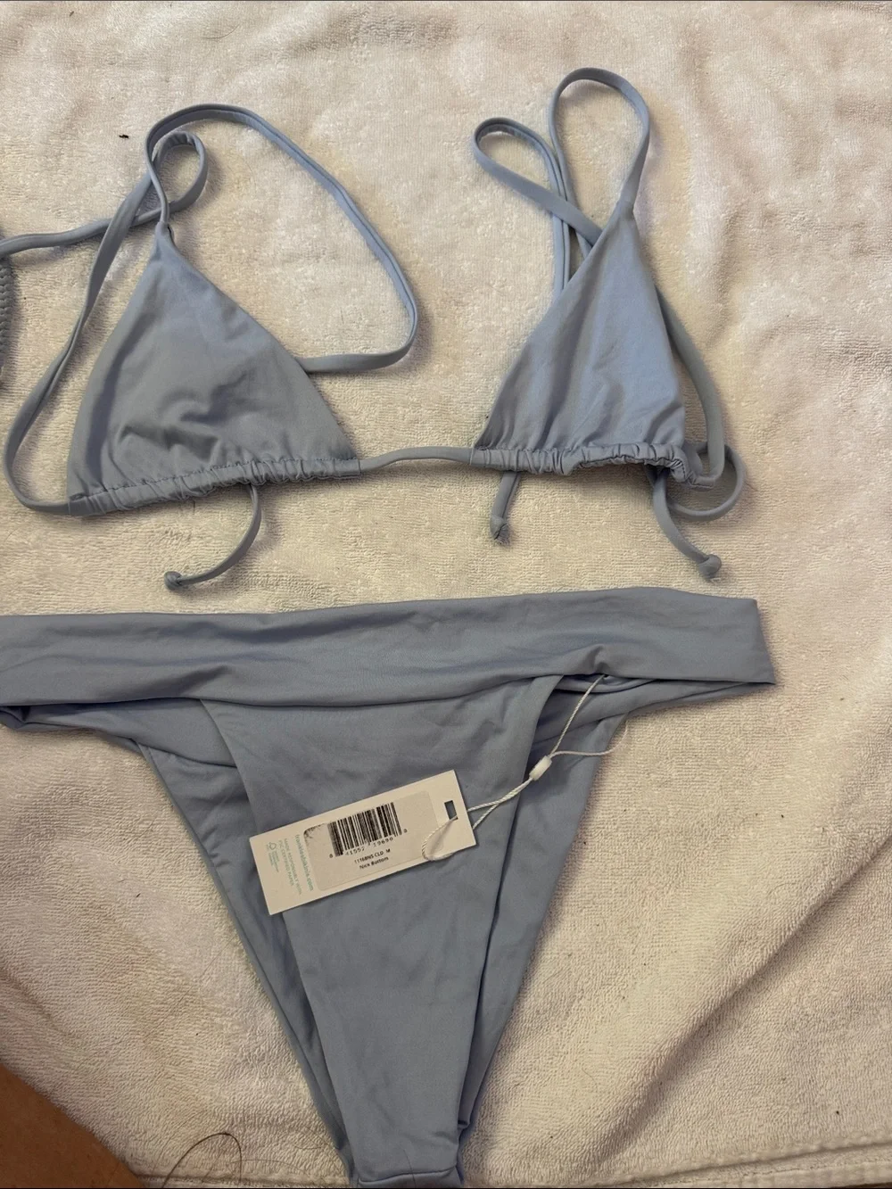 NWT 3-piece Frankie’s Bikinis Set- High-Neck Crochet top, String Top,Nick Bottom